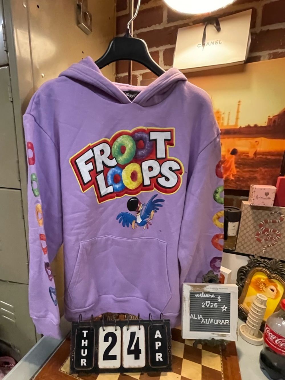 Fruit Loops Hoodie Pullover Unisex Adult Purple
